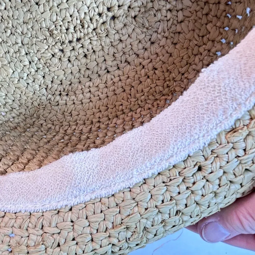 Scala Collection NWOT Women's Tan Crocheted Raffia Packable Straw Sunhat O/S